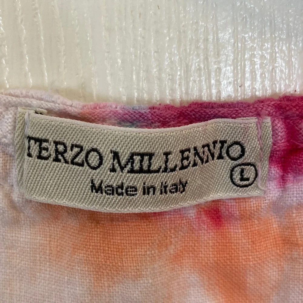 Vibrant Multicolor Linen Tie-Dye Sleeveless Dress - Picture 2 of 9